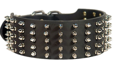 3 inch Spiked Leather Dog Collar for Rottweiler