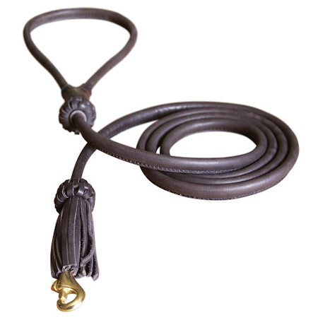 Rolled Leather Dog Leash 4 foot Round for Rottweiler