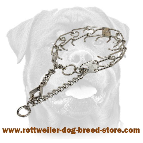 Chrome plated steel pinch prong collar with swivel and quick release snap hook - 50106 (02) 1/8 inch (3.25 mm)