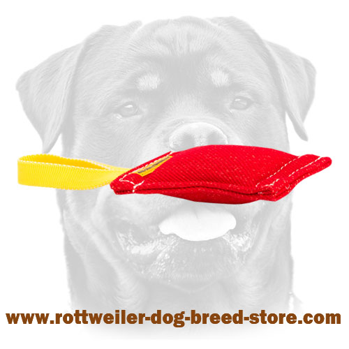 French Linen bite tug - 2 1/3 inch x 8 inch (6cm x 20 cm) with handle