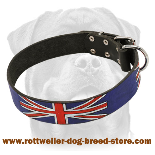 Handpainted by our artists leather Rottweiler collar