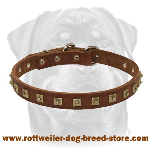 Personalized leather studded dog collars sales