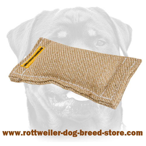 Rottweiler Puppy Jute Bite Tug Without Handles - 2 1/3 inch on 8 inch