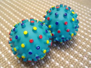 Crazy Color Rubber Ball Makes Sound for Rottweiler 4 8/10 inch (12 cm)