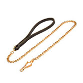 Chain Gold plated HS dog leash with leather handle