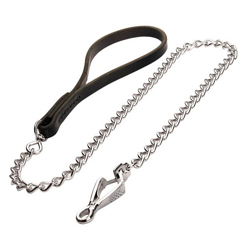Rottweiler chain lead with soft handle