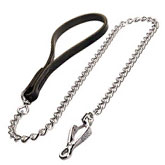 Chain herm sprenger dog leash with leather handle