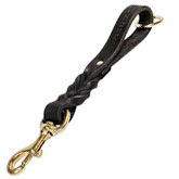 Short leather dog leash (pull tab leash)