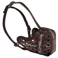 Easy handling leather dog muzzle