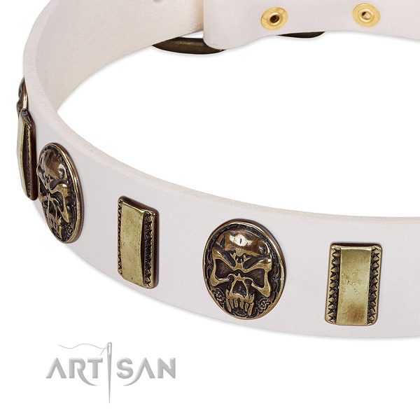 Rust-proof adornments on full grain leather dog collar for your four-legged friend