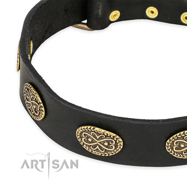 Remarkable full grain leather collar for your beautiful doggie