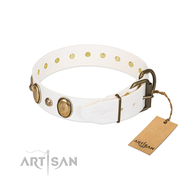 Easy wearing full grain leather dog collar