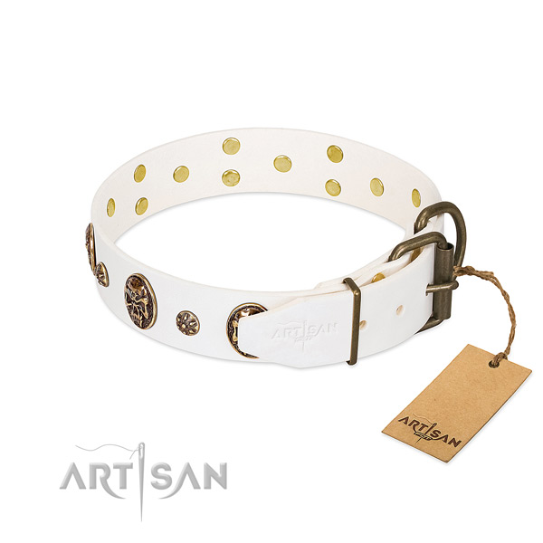 Rust resistant hardware on genuine leather dog collar for your canine