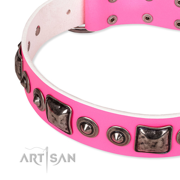 Best quality full grain genuine leather dog collar made for your lovely dog