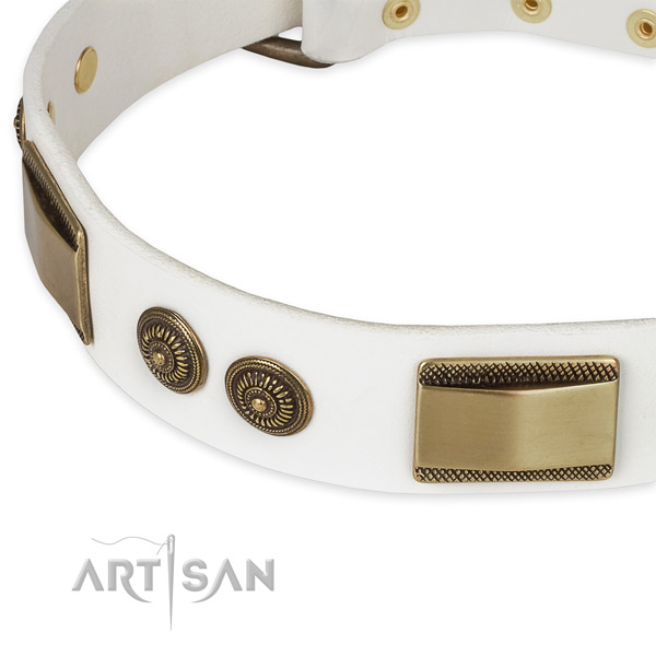Rust resistant buckle on leather dog collar for your pet
