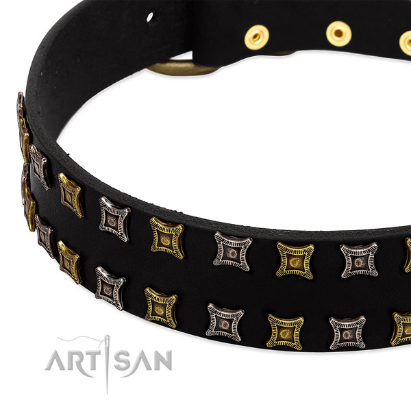 Top notch full grain natural leather dog collar for your beautiful pet
