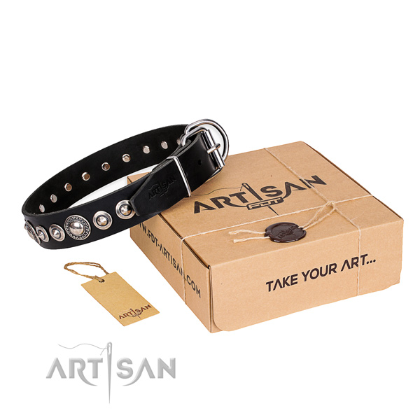 Top notch full grain leather dog collar
