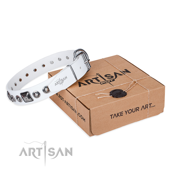 Durable leather dog collar created for comfy wearing