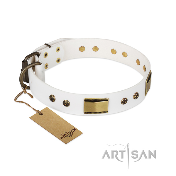 Best quality natural genuine leather collar for your four-legged friend