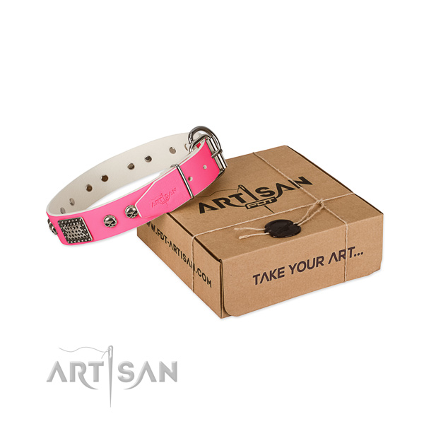 Corrosion resistant buckle on dog collar for comfy wearing