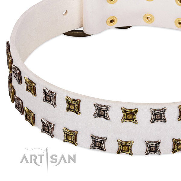 Flexible natural leather dog collar for your lovely pet