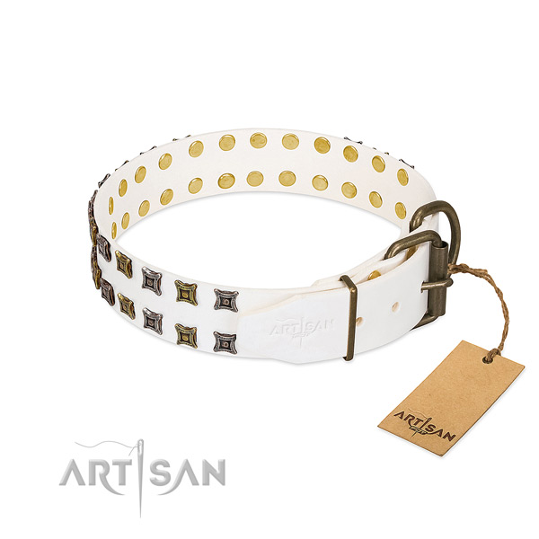 Full grain leather collar with amazing decorations for your dog