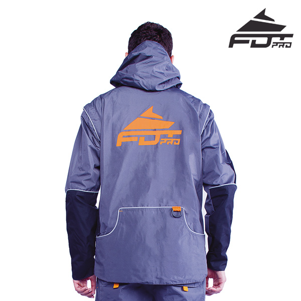 FDT Professional Dog Trainer Jacket of Grey Color with Comfortable Side Pockets