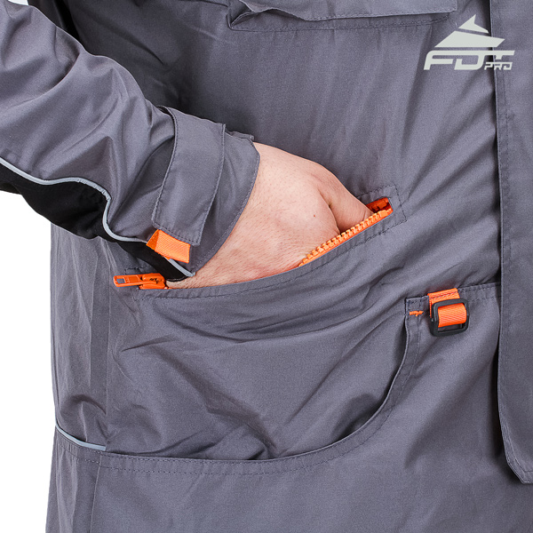 Grey Color Pro Design Dog Training Jacket with Strong Side Pockets