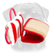Training Rottweiler Pillow with 3 Handles and Jute Cover